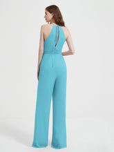 Jumpsuit Plissé Sans Manches à Encolure Licou avec Ceinture Piscine