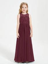 Robes Longues de Demoiselle d'Honneur Junior Haut en Dentelle Illusion Cabernet
