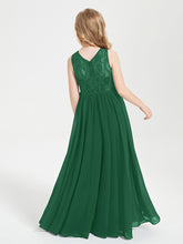 Robes Longues de Demoiselle d'Honneur Junior Haut en Dentelle Illusion Vert Foncé