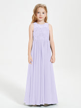 Robes Longues de Demoiselle d'Honneur Junior Haut en Dentelle Illusion Lilas