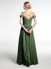 Mousseline Robe Demoiselle d'honneur avec Bustier Plissé Olive Verte