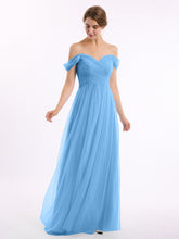 Hors De l'Épaule Col En Cœur Tulle Robe Bleu