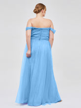 Hors De l'Épaule Col En Cœur Tulle Robe Bleu