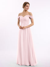 Hors De l'Épaule Col En Cœur Tulle Robe Rose Pâle
