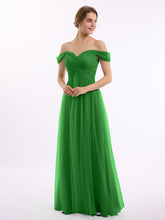 Hors De l'Épaule Col En Cœur Tulle Robe Vert