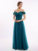 Hors De l'Épaule Col En Cœur Tulle Robe Bleu Encre