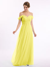 Hors De l'Épaule Col En Cœur Tulle Robe Citron