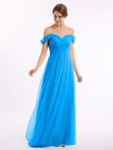 Hors De l'Épaule Col En Cœur Tulle Robe Bleu Océan