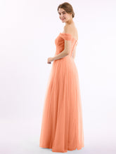 Hors De l'Épaule Col En Cœur Tulle Robe Papaye