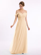 Hors De l'Épaule Col En Cœur Tulle Robe Pêche