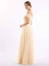 Hors De l'Épaule Col En Cœur Tulle Robe Pêche