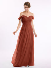 Hors De l'Épaule Col En Cœur Tulle Robe Rouille