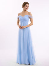 Hors De l'Épaule Col En Cœur Tulle Robe Bleu Ciel