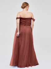 Hors De l'Épaule Col En Cœur Tulle Robe terracotta