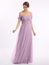 Hors De l'Épaule Col En Cœur Tulle Robe Glycine