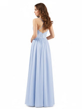 Licou Robe Longue avec Dentelle Bustier Bleu Ciel