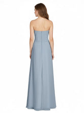Robe Sans Bretelles Col en Cœur avec Fente Bleu Poudré