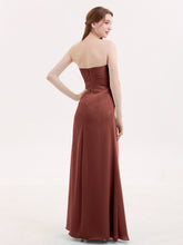 Robe Sans Bretelles Col en Cœur avec Fente terracotta