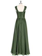Robe Longue Epaule Bretelle Dentelle et Mousseline Olive Verte
