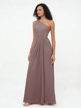 Robes Longues en Mousseline à Une Epaule avec Fente Dusk