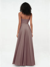 Robes Longues en Mousseline à Col en Cœur sans Bretelles Dusk