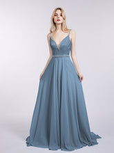 Bretelle Spaghetti Dentelle et Mousseline Robe Bleu de Schiste