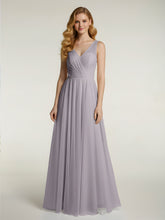 Illusion Col En V Tulle Robes Longues Dusk