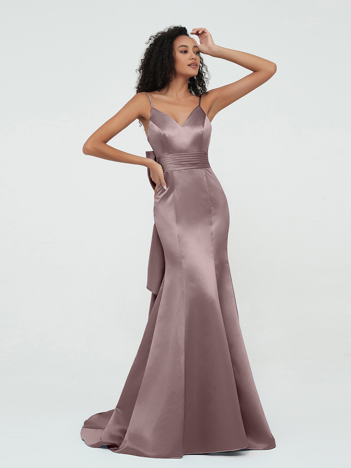 Bretelles Spaghetti Robes de Sir ne en Satin Vintage Mauve