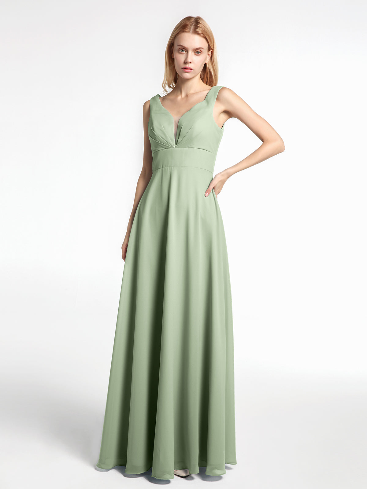 Robe De Maternité Mousseline De Soie Épaules Dénudées Vert XL - Robe Longue Photographie Grossesse