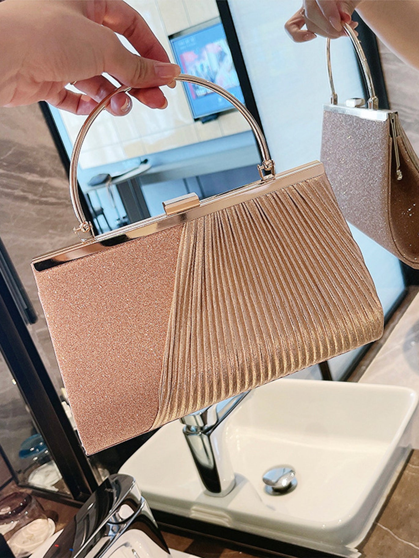 Sac De Soirée Diamanté Argenté - Pochette Femme Vintage Avec Chaîne Amovible