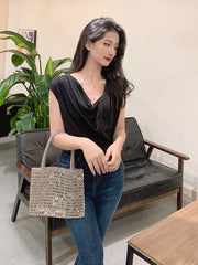 Sac de Soirée Vintage orné de Perles Métalliques