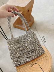 Sac de Soirée Vintage orné de Perles Métalliques