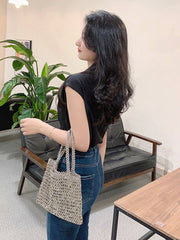 Sac de Soirée Vintage orné de Perles Métalliques