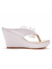 Sandales à Talons Compensés et Bride à Fleurs