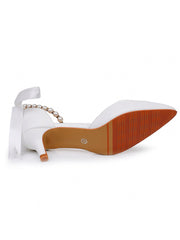 Chaussures de Mariage à Talons Kitten et Bout Pointu avec Bride à la Cheville