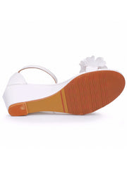 Sandales de Plage Blanches à Fleurs à Bout Ouvert avec Bride à la Cheville