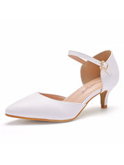 Talons Moyens Sandales à Bout Pointu et Bride Cheville