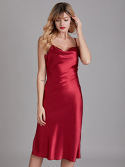 Robe de Chambre Sans Manches en Satin à Fines Bretelles pour Femme