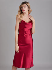 Robe de Chambre Sans Manches en Satin à Fines Bretelles pour Femme