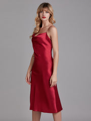 Robe de Chambre Sans Manches en Satin à Fines Bretelles pour Femme