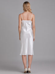 Robe de Chambre Sans Manches en Satin à Fines Bretelles pour Femme