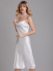 Robe de Chambre Sans Manches en Satin à Fines Bretelles pour Femme