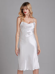 Robe de Chambre Sans Manches en Satin à Fines Bretelles pour Femme