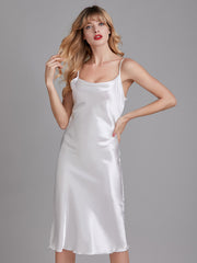 Robe de Chambre Sans Manches en Satin à Fines Bretelles pour Femme
