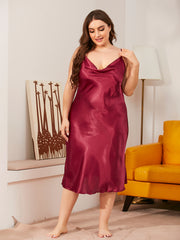 Robe de Chambre Sans Manches Grande Taille Satin à Fines Bretelles pour Femme