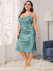 Robe de Chambre Sans Manches Grande Taille Satin à Fines Bretelles pour Femme