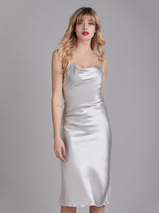 Robe de Chambre Sans Manches en Satin à Fines Bretelles pour Femme