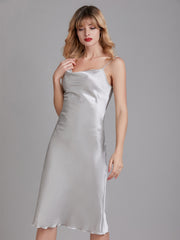 Robe de Chambre Sans Manches en Satin à Fines Bretelles pour Femme