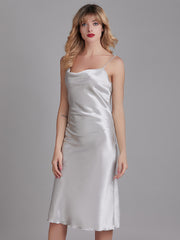 Robe de Chambre Sans Manches en Satin à Fines Bretelles pour Femme