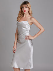 Robe de Chambre Sans Manches en Satin à Fines Bretelles pour Femme
